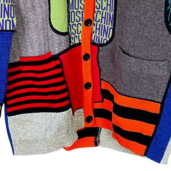 Moschino Couture Jeremy Scott US 6 Patchwork Wool Cardigan Sweater - Picture 12 of 14